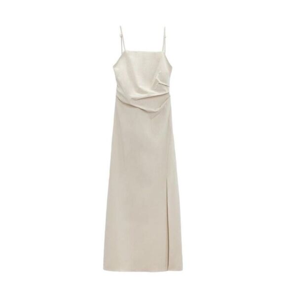 ZARA DRAPED MIDI DRESS ICE SIZE XS | 9479/256 NWT - Picture 3 of 7